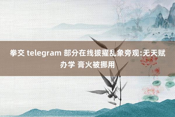 拳交 telegram 部分在线拔擢乱象旁观:无天赋办学 膏火被挪用